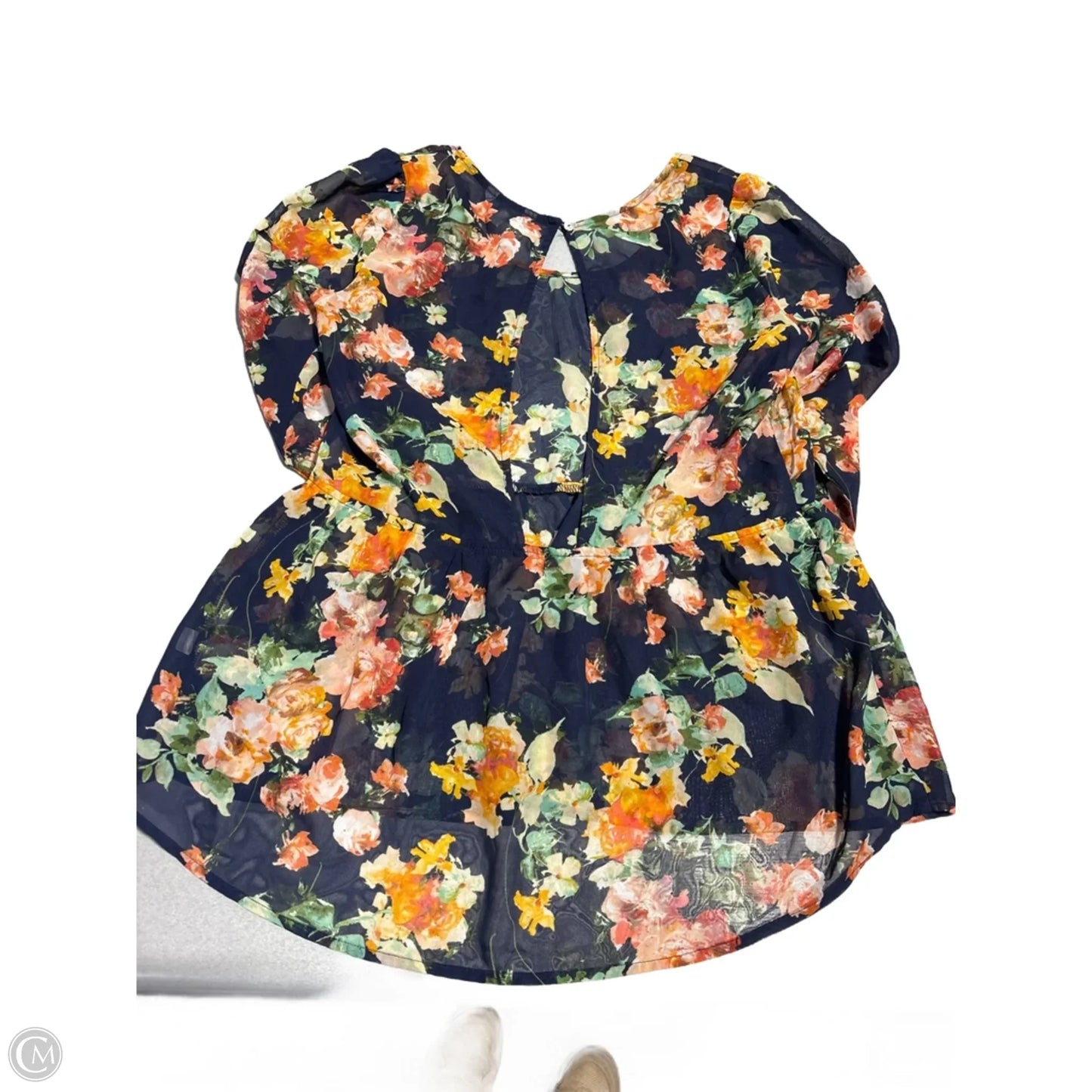Top 3/4 Sleeve By Charming Charlie In Floral Print, Size: M