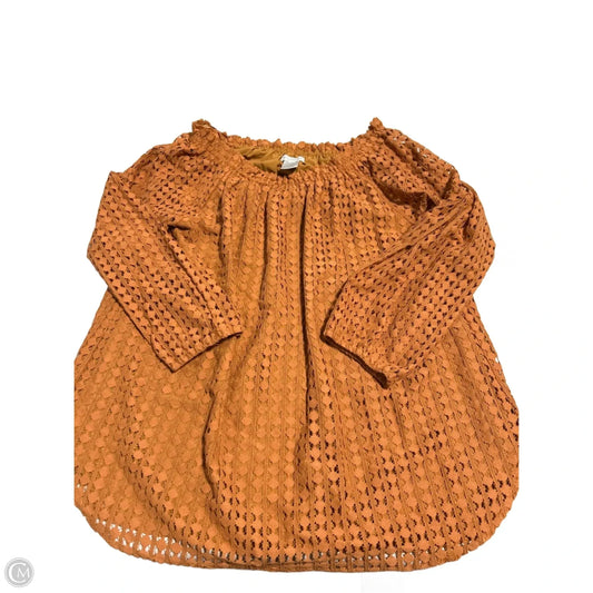 Top Long Sleeve By Multiples In Brown, Size: L