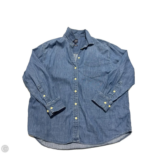 Top Long Sleeve By Gap In Blue Denim, Size: M