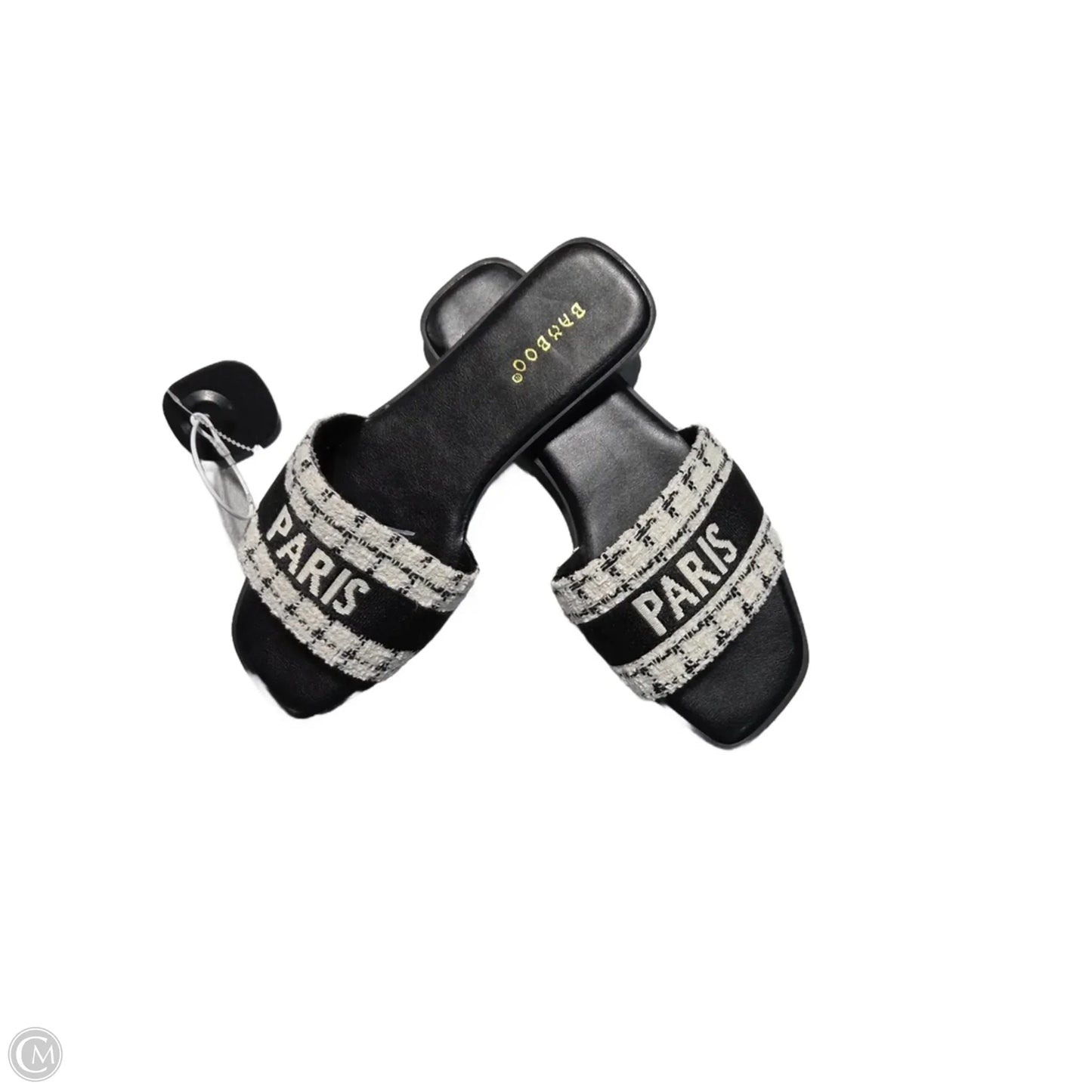 Sandals Flats By Bamboo In Black & White, Size: 7