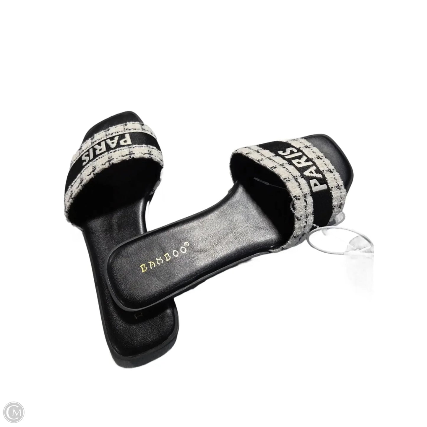 Sandals Flats By Bamboo In Black & White, Size: 7