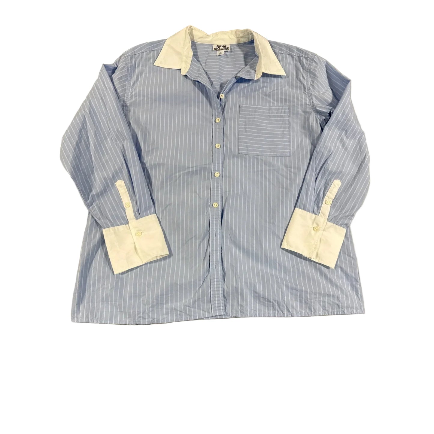 Top Long Sleeve By Future Collective In Blue, Size: M