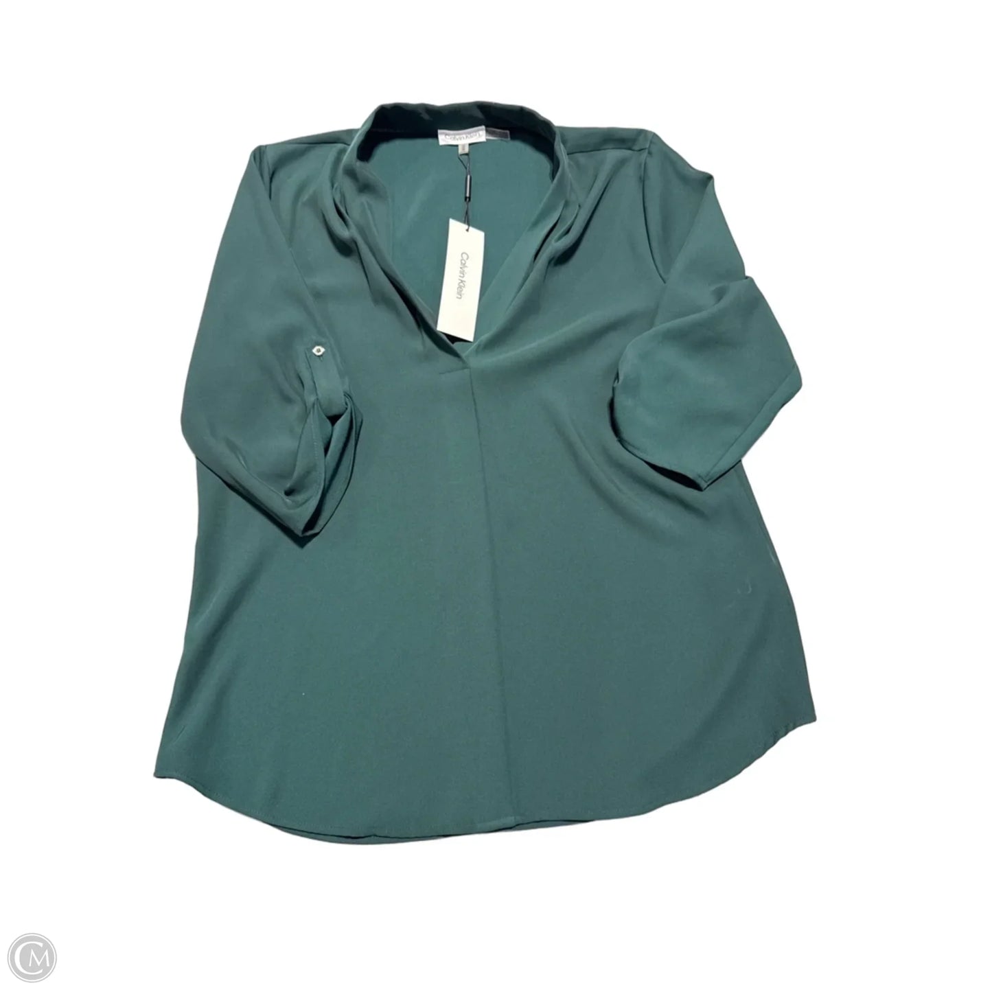 Top 3/4 Sleeve By Calvin Klein In Green, Size: M
