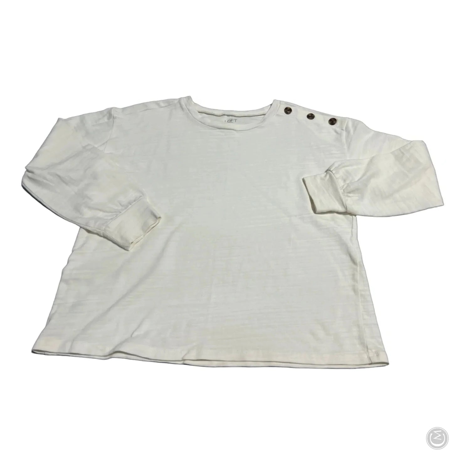 Top Long Sleeve By Loft In White, Size: L