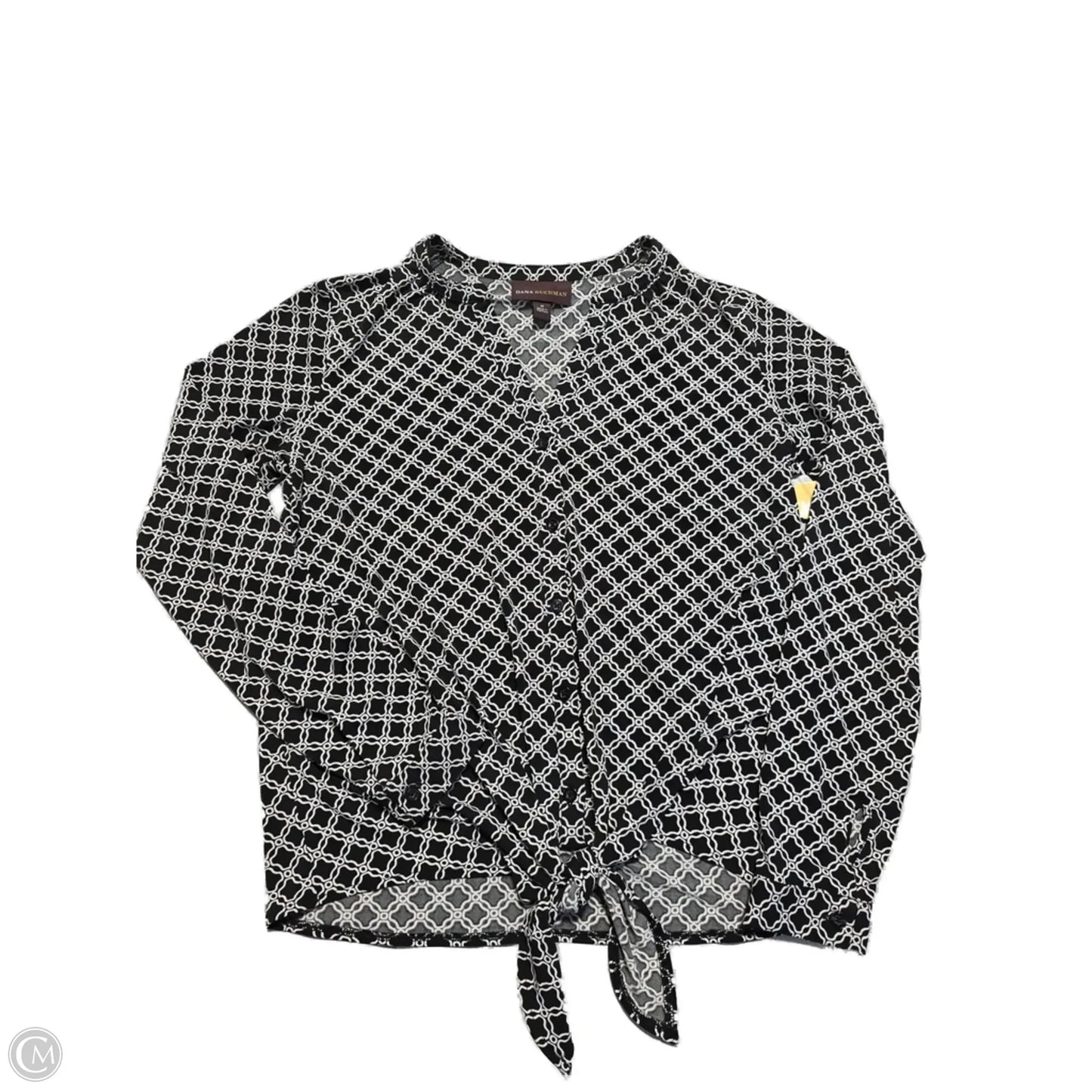 Blouse 3/4 Sleeve By Dana Buchman In Black & White, Size: M