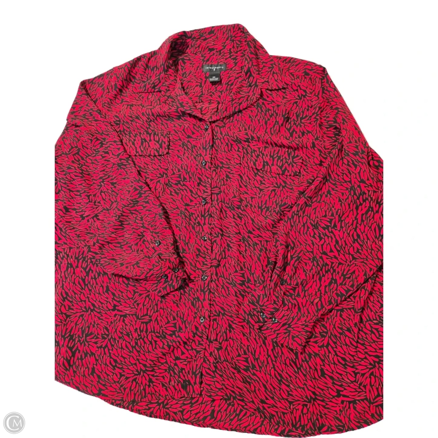 Blouse Long Sleeve By Investments In Red, Size: 2x