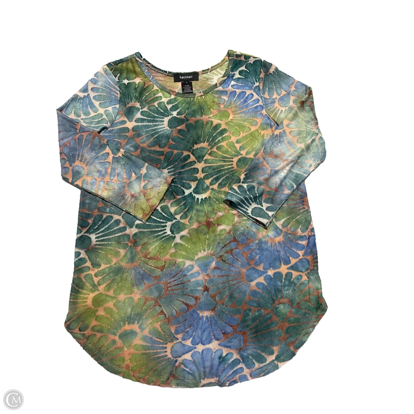 Blouse Long Sleeve By Karen Kane In Blue & Green, Size: S