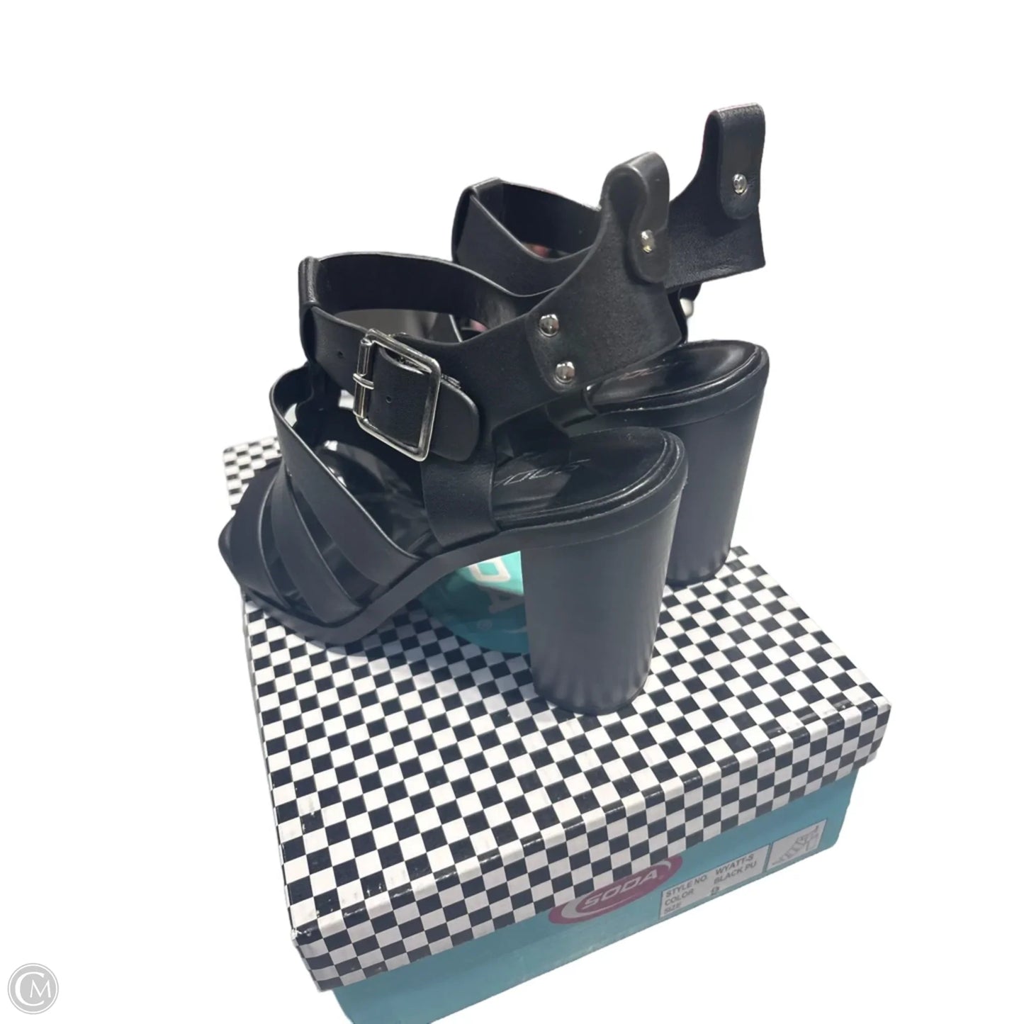 Sandals Heels Block By Soda In Black, Size: 9