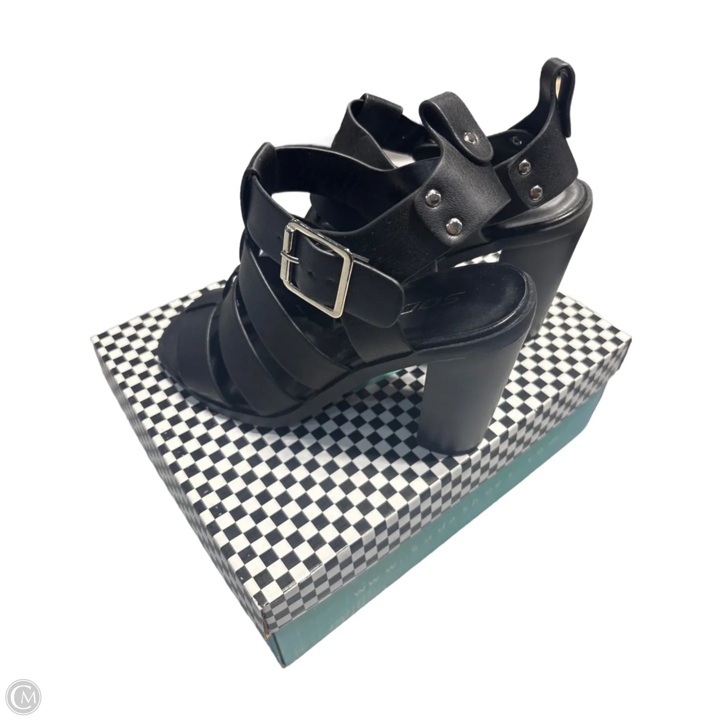 Sandals Heels Block By Soda In Black, Size: 7