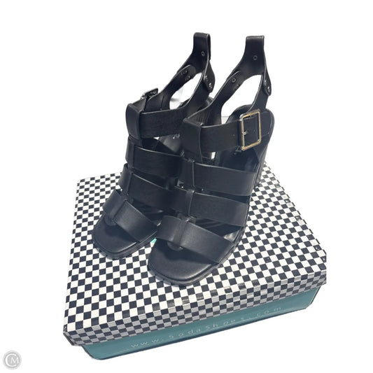 Sandals Heels Block By Soda In Black, Size: 7