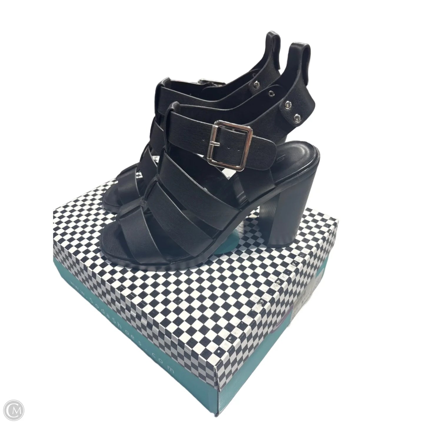 Sandals Heels Block By Soda In Black, Size: 7