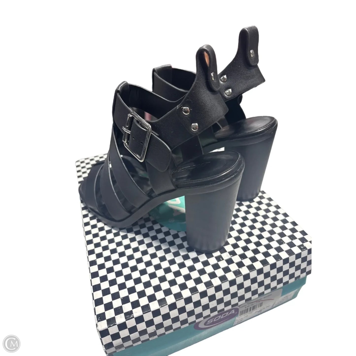 Sandals Heels Block By Soda In Black, Size: 7.5