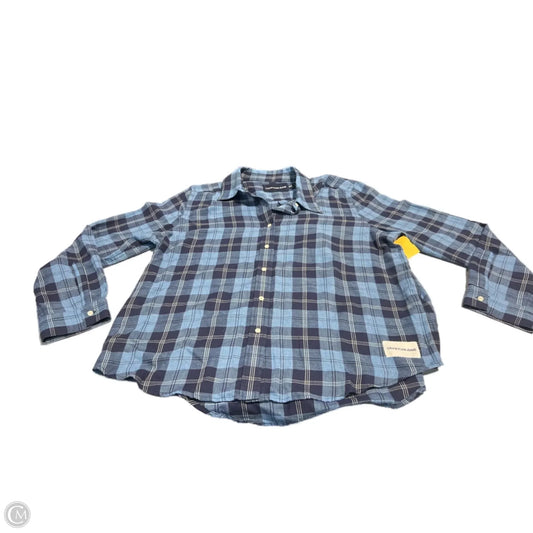 Top Long Sleeve By Calvin Klein In Plaid Pattern, Size: Xl