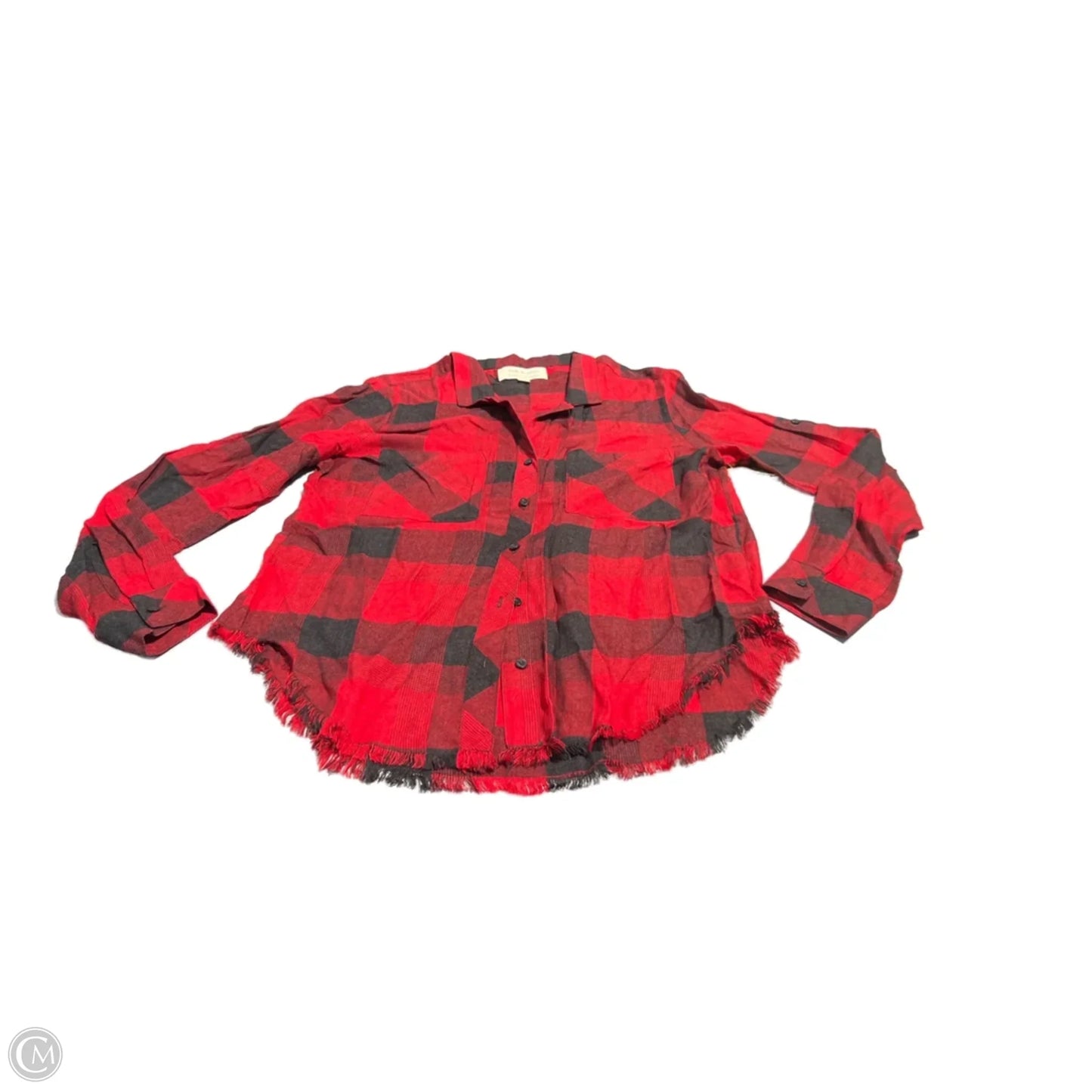 Top Long Sleeve By Cloth & Stone In Plaid Pattern, Size: M