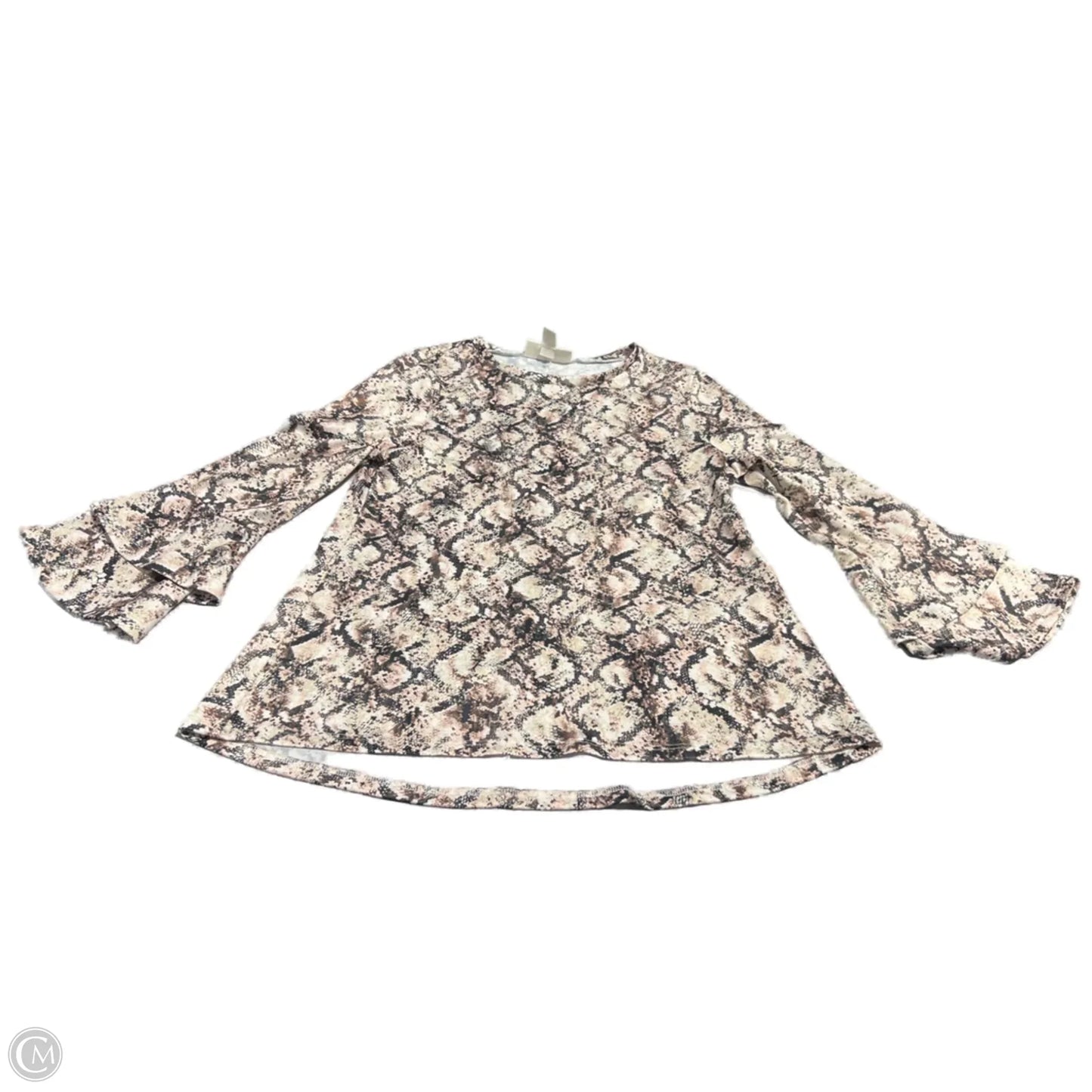 Top Long Sleeve By Emaline In Snakeskin Print, Size: Mp