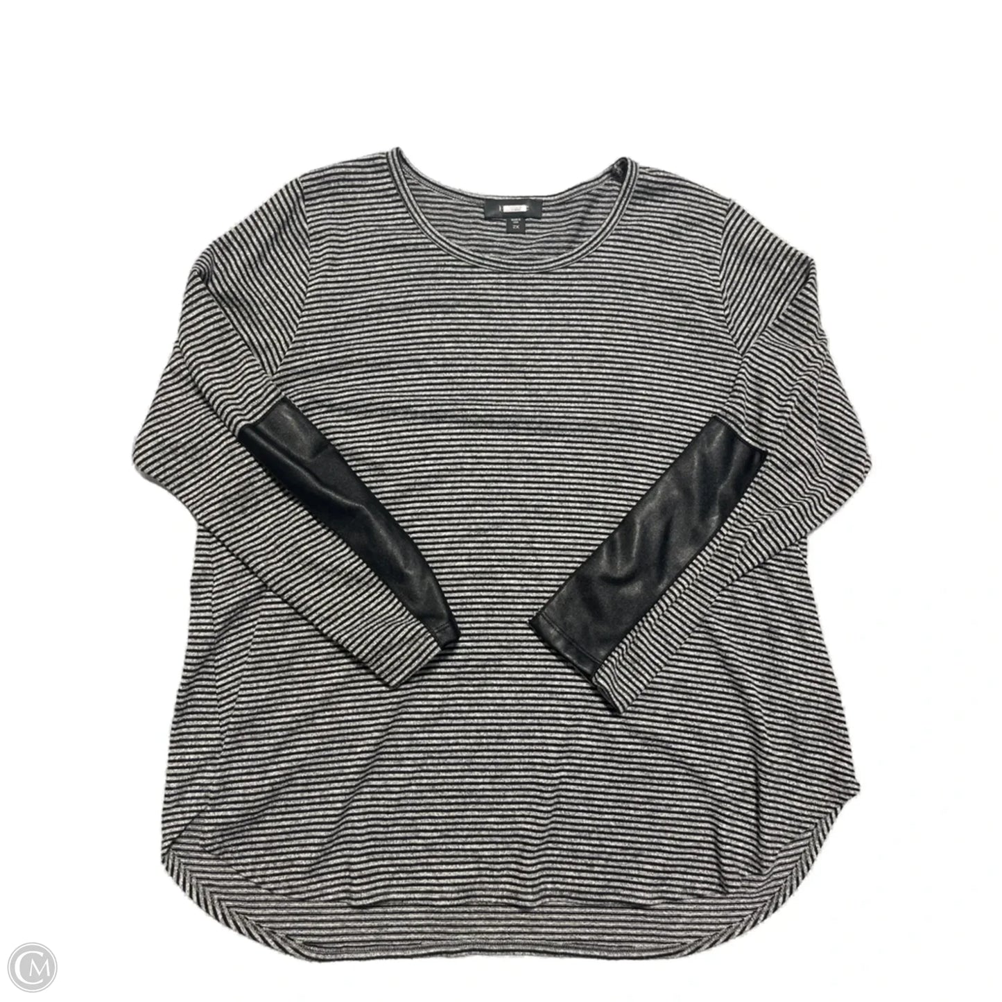 Top Long Sleeve By Karen Kane In Black & Grey, Size: 2x