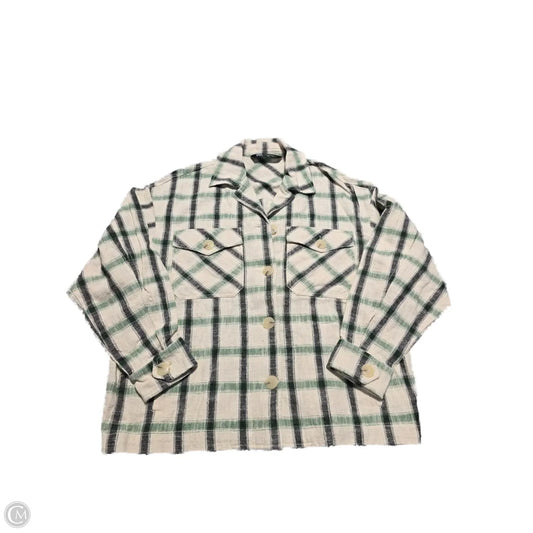 Top Long Sleeve By Zara In Plaid Pattern, Size: Xs