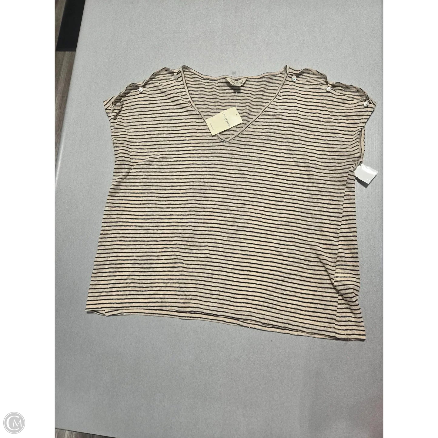 Top Short Sleeve By Lucky Brand In Striped Pattern, Size: M