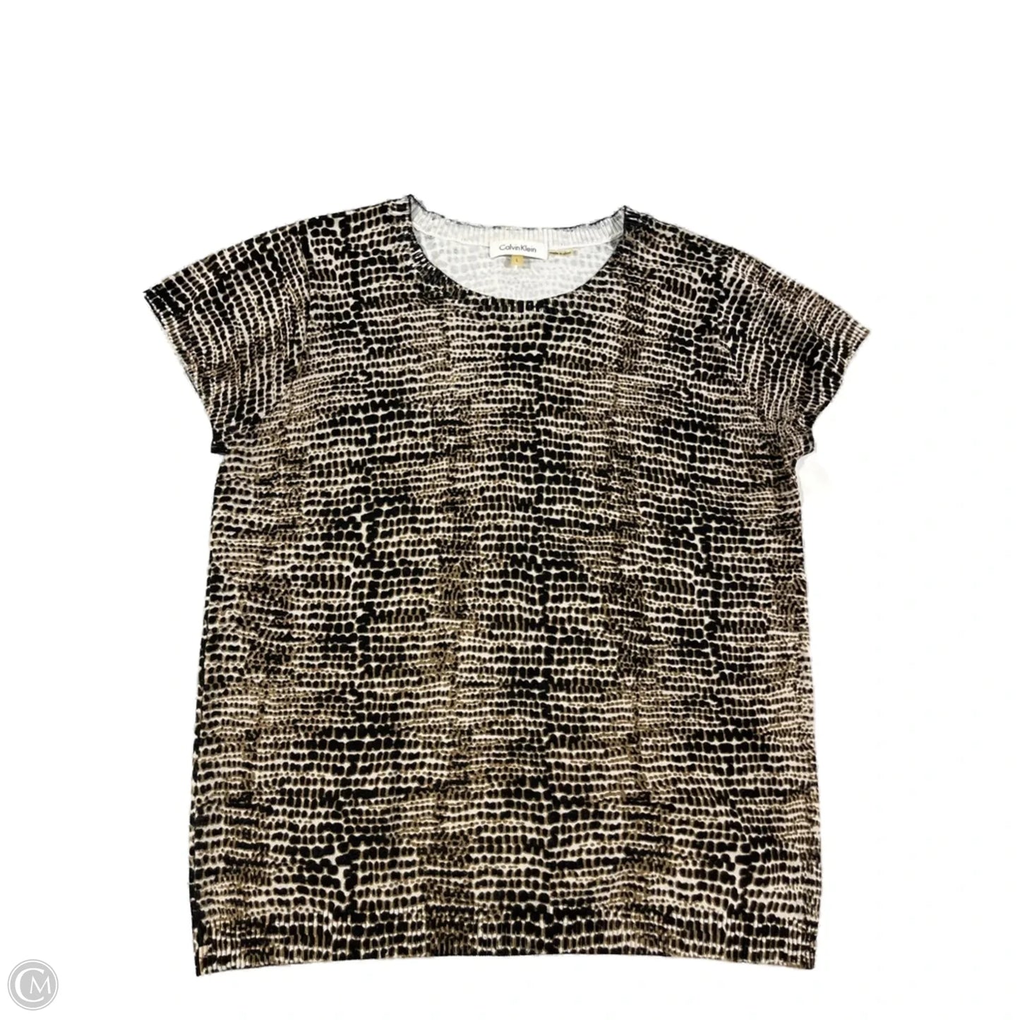 Top Short Sleeve By Calvin Klein In Animal Print, Size: L