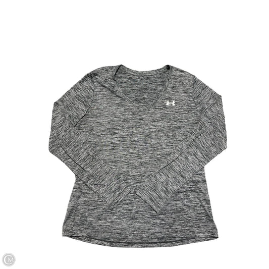 Athletic Top Long Sleeve Collar By Under Armour In Grey, Size: Xl