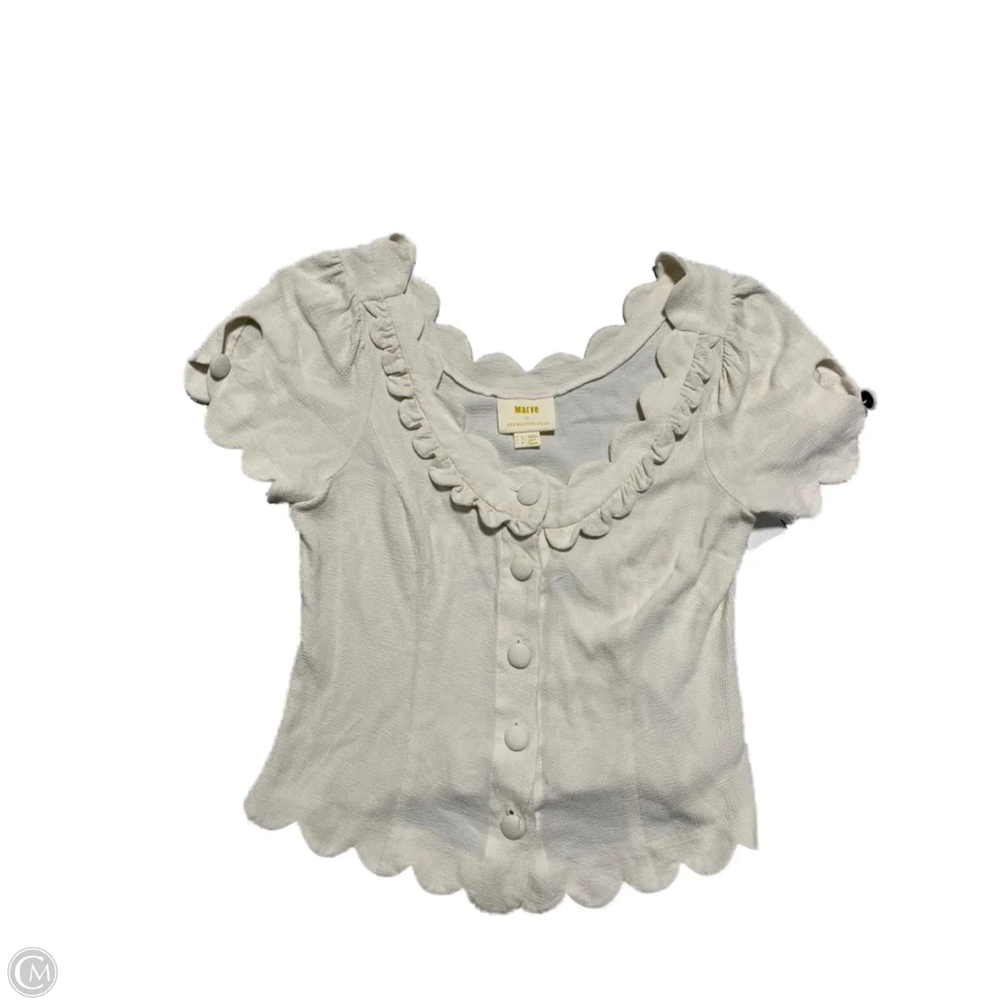Top Short Sleeve By Anthropologie In Cream, Size: M