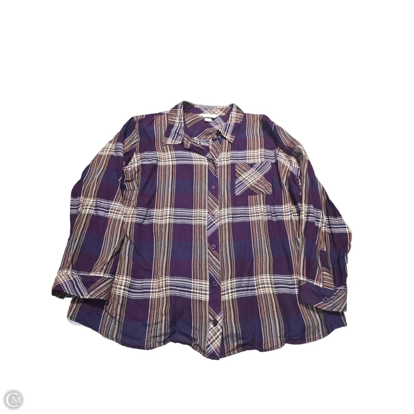 Top Long Sleeve By Cj Banks In Purple, Size: 2x