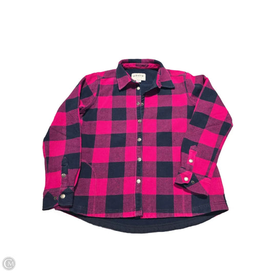 Top Long Sleeve By Orvis In Plaid Pattern, Size: L
