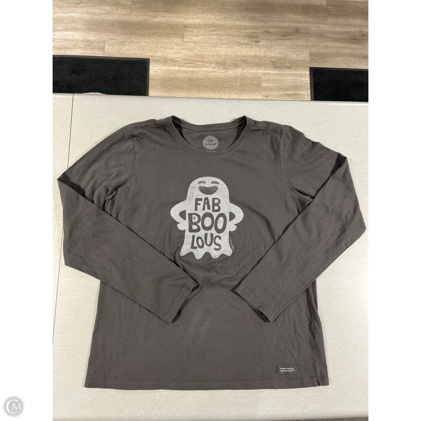 Top Long Sleeve By Life Is Good In Grey, Size: M