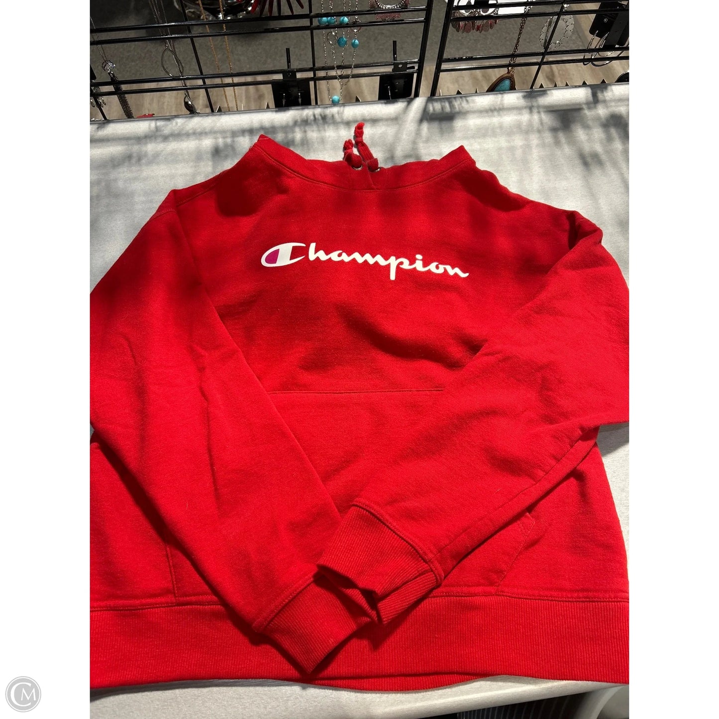 Sweatshirt Hoodie By Champion In Red, Size: M