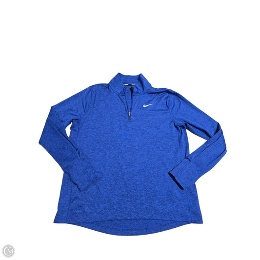 Athletic Top Long Sleeve Collar By Nike In Blue, Size: L