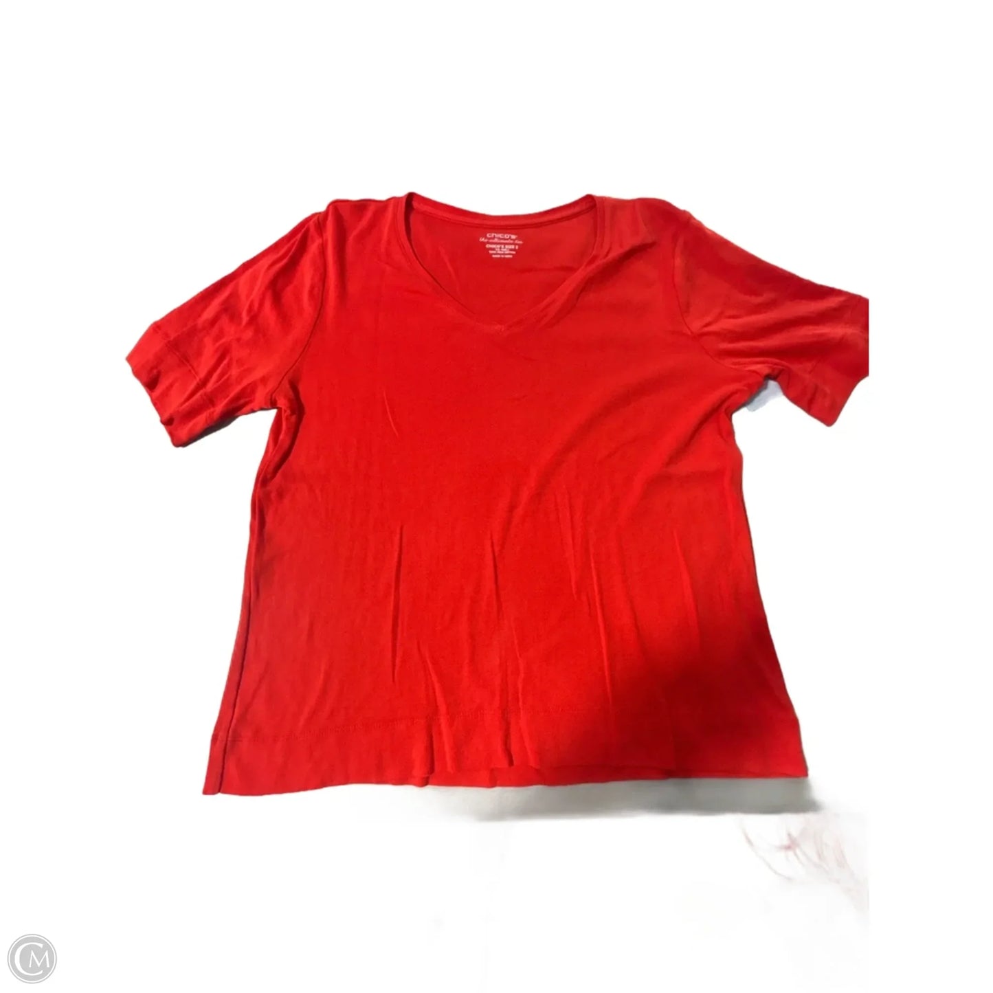 Top Short Sleeve Basic By Chicos In Red, Size: L