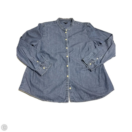 Blouse Long Sleeve By J. Crew In Blue Denim, Size: Xxl
