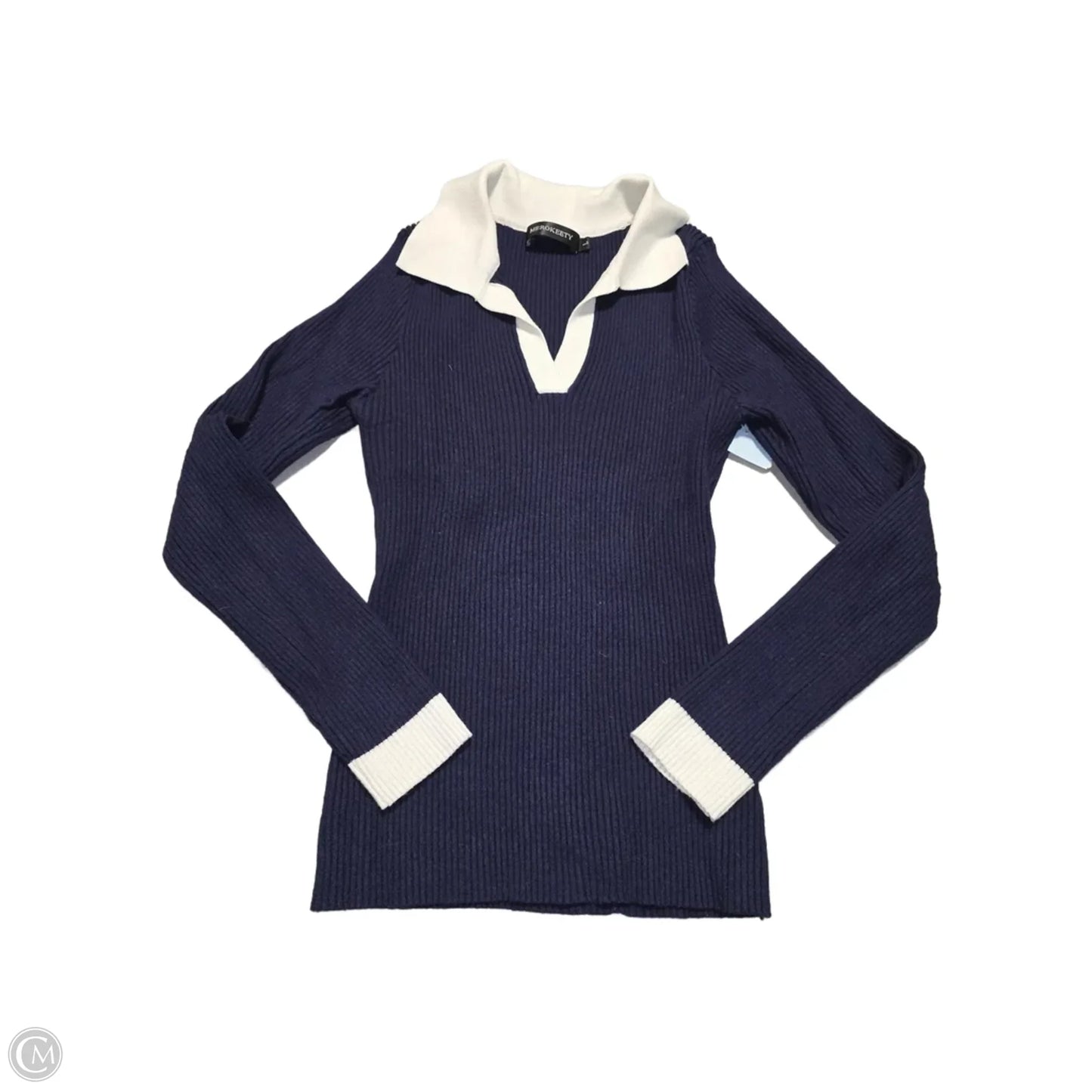 Top Long Sleeve By Merokeety In Navy, Size: L