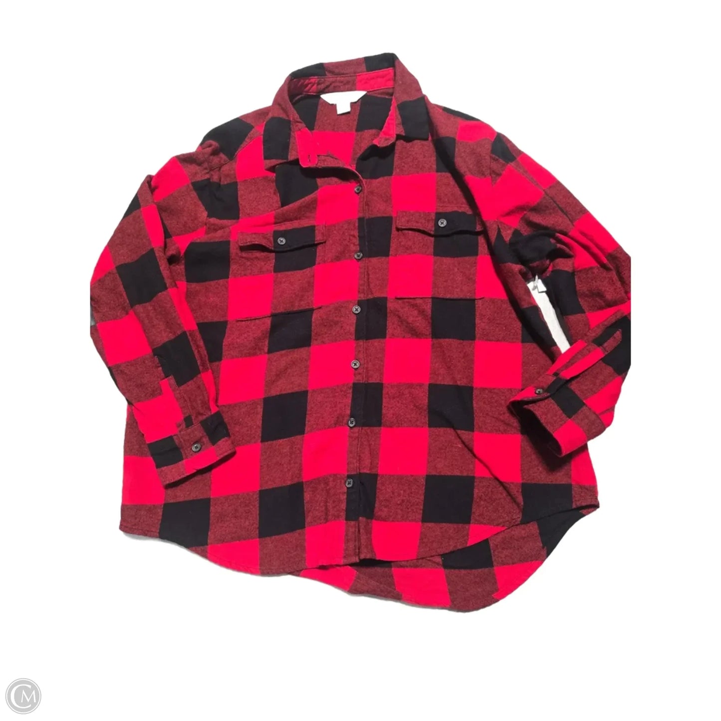 Top Long Sleeve By Old Navy In Plaid Pattern, Size: L