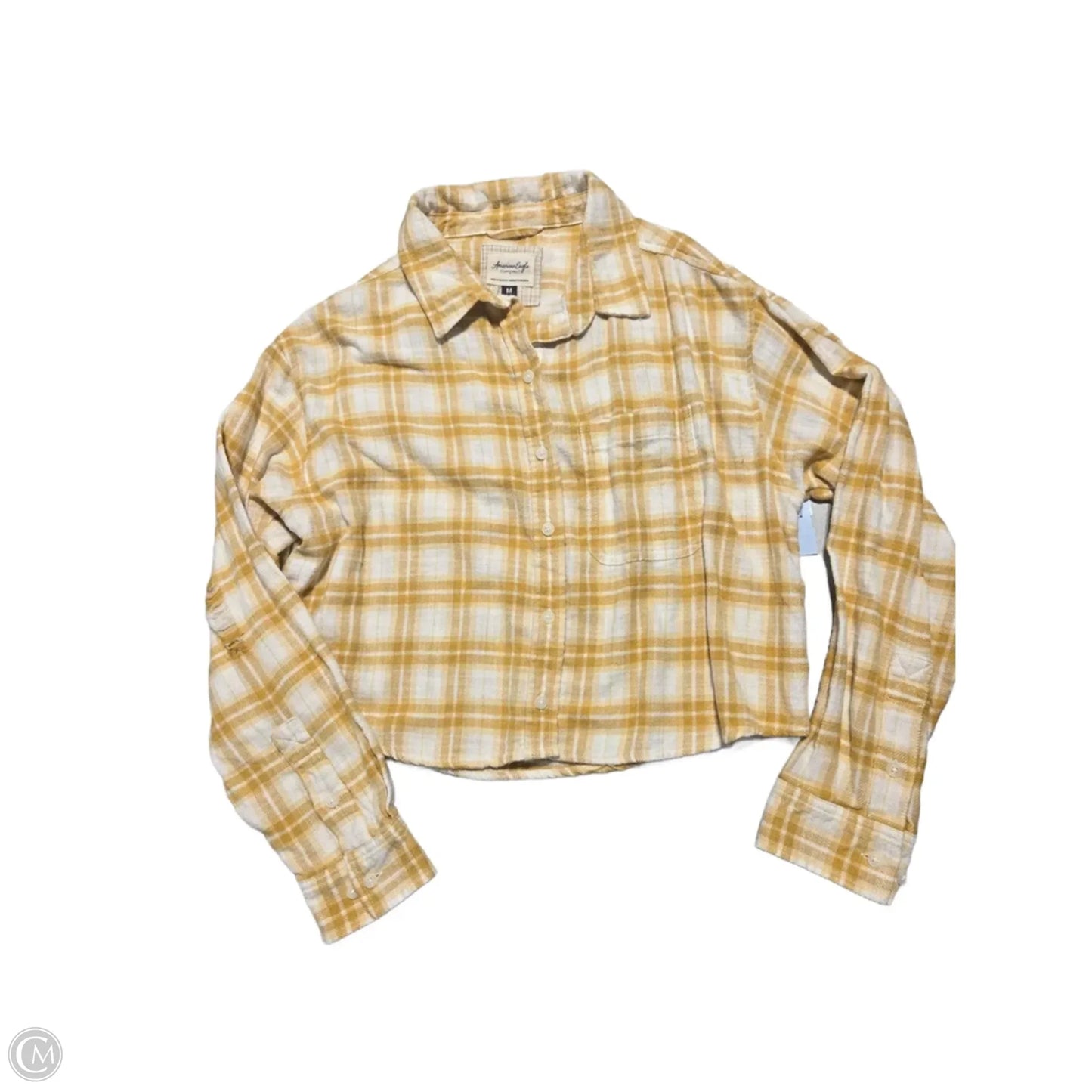 Top Long Sleeve By American Eagle In Plaid Pattern, Size: M