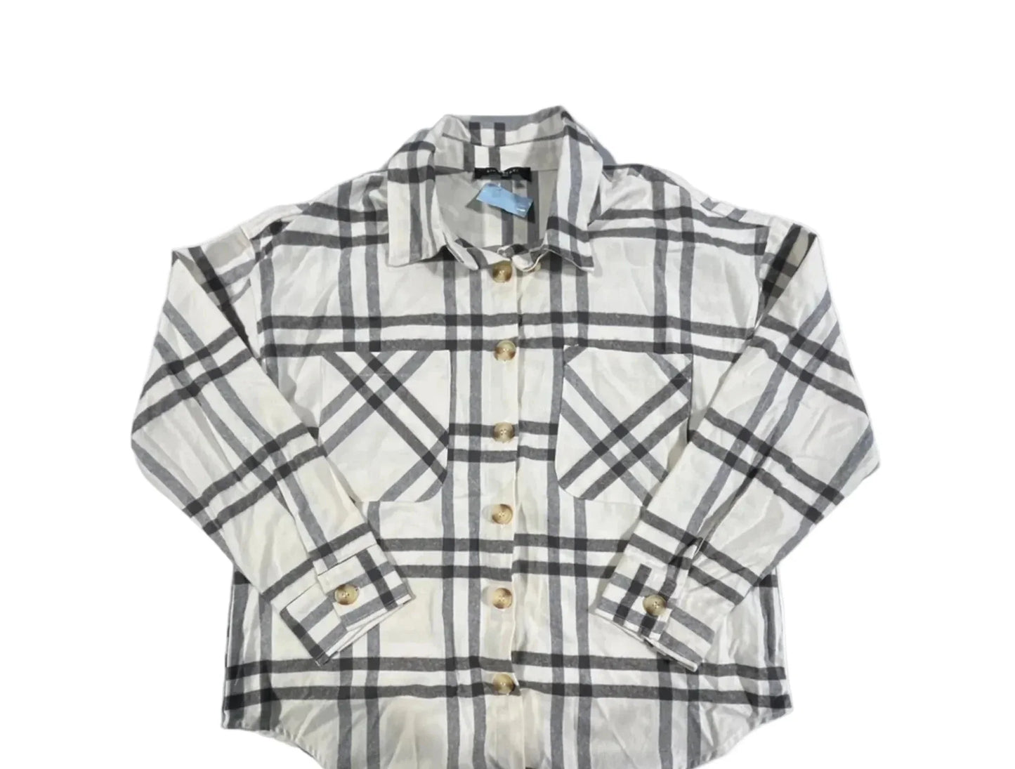 Top Long Sleeve By Blu Pepper In Plaid Pattern, Size: L