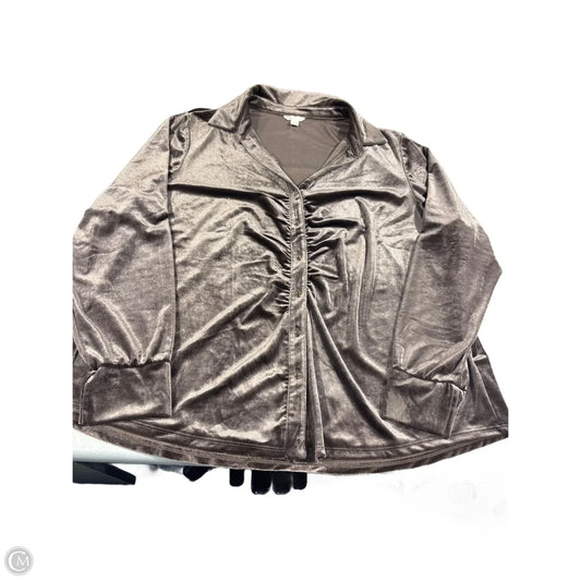 Top Long Sleeve By Cato In Brown, Size: Xxl