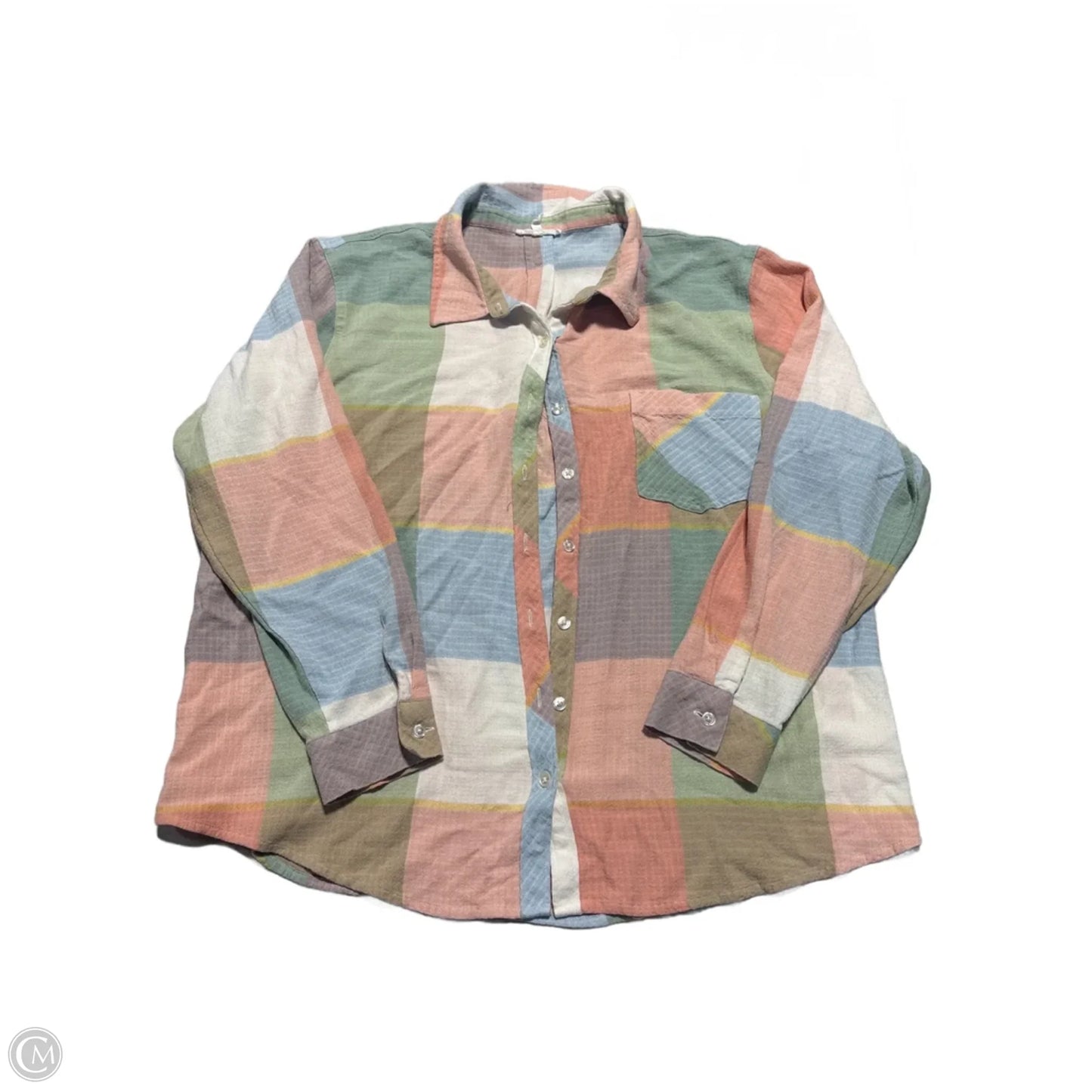 Top Long Sleeve By Maurices In Plaid Pattern, Size: Xxl