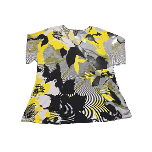 Top Short Sleeve By Clara Sun Woo In White & Yellow, Size: L