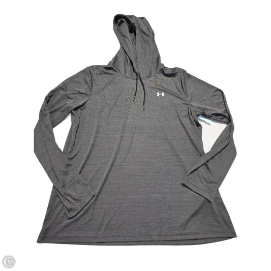 Athletic Top Long Sleeve Hoodie By Under Armour In Grey, Size: Xl