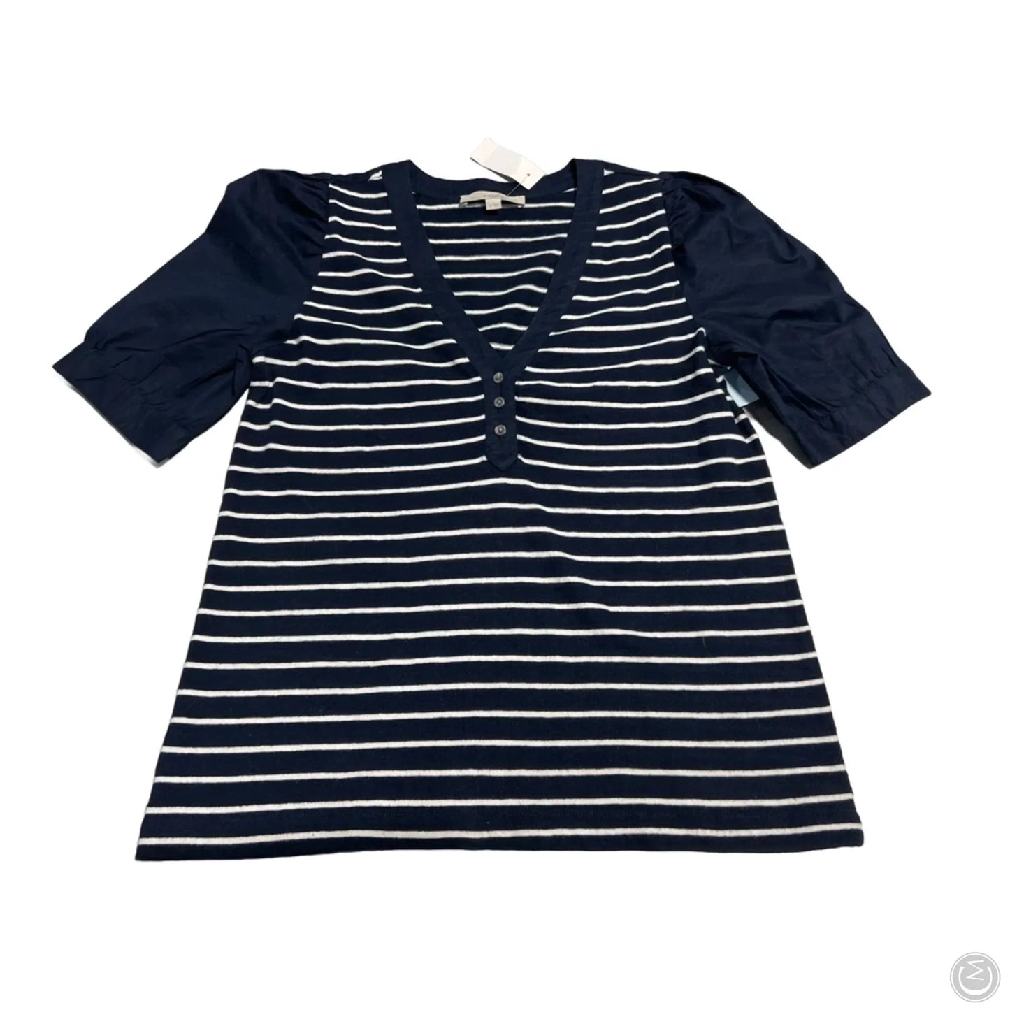 Top Short Sleeve By Loft In Striped Pattern, Size: M