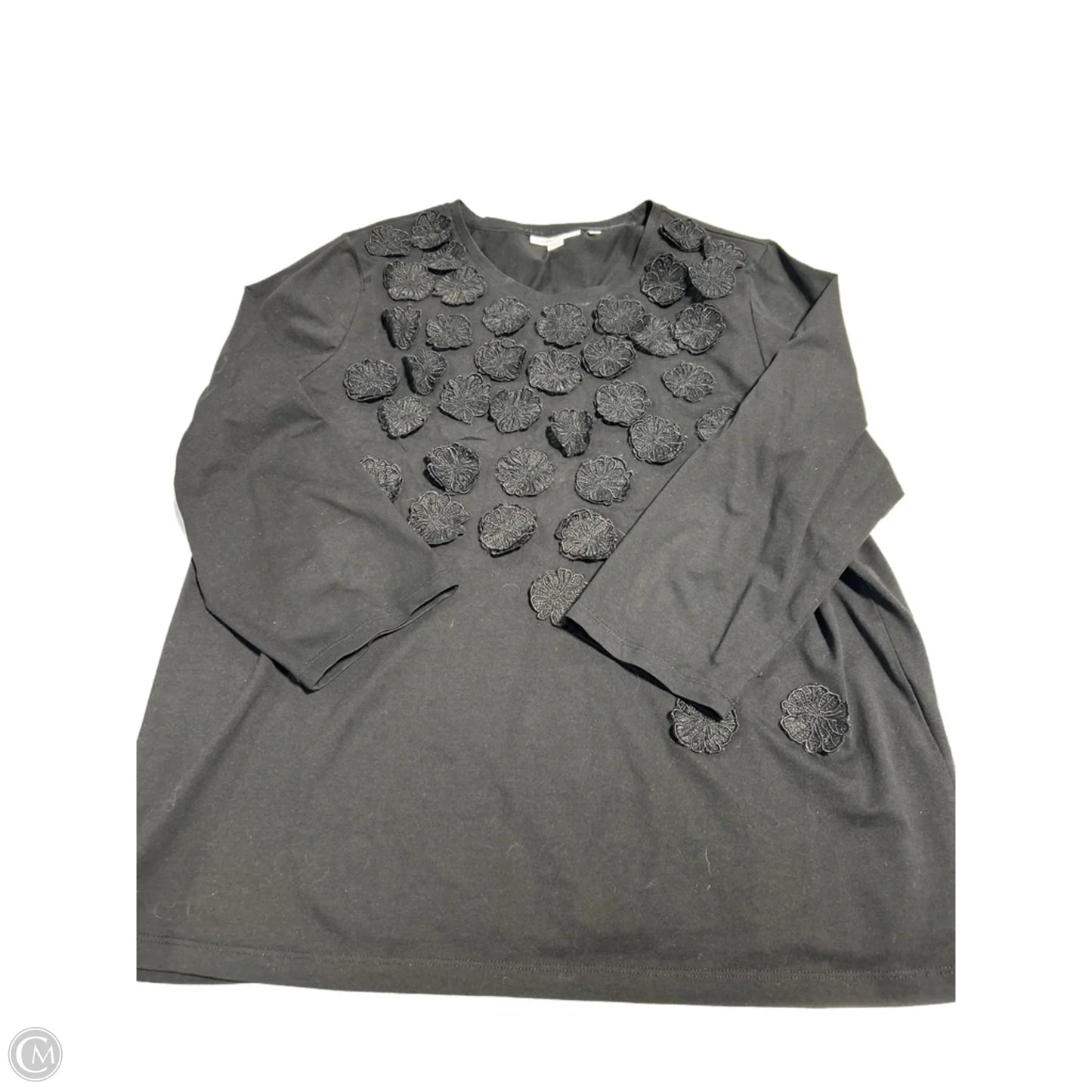 Top 3/4 Sleeve By Chicos In Black, Size: Xl