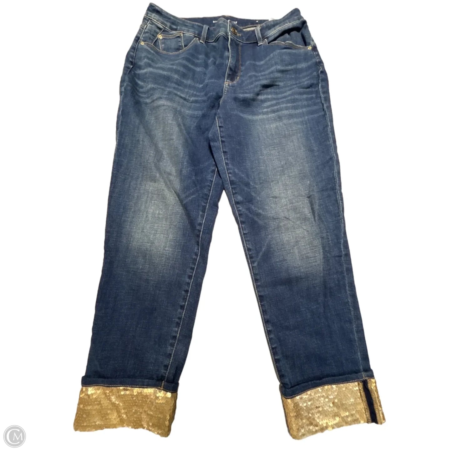 Jeans Straight By Chicos In Blue Denim, Size: 8