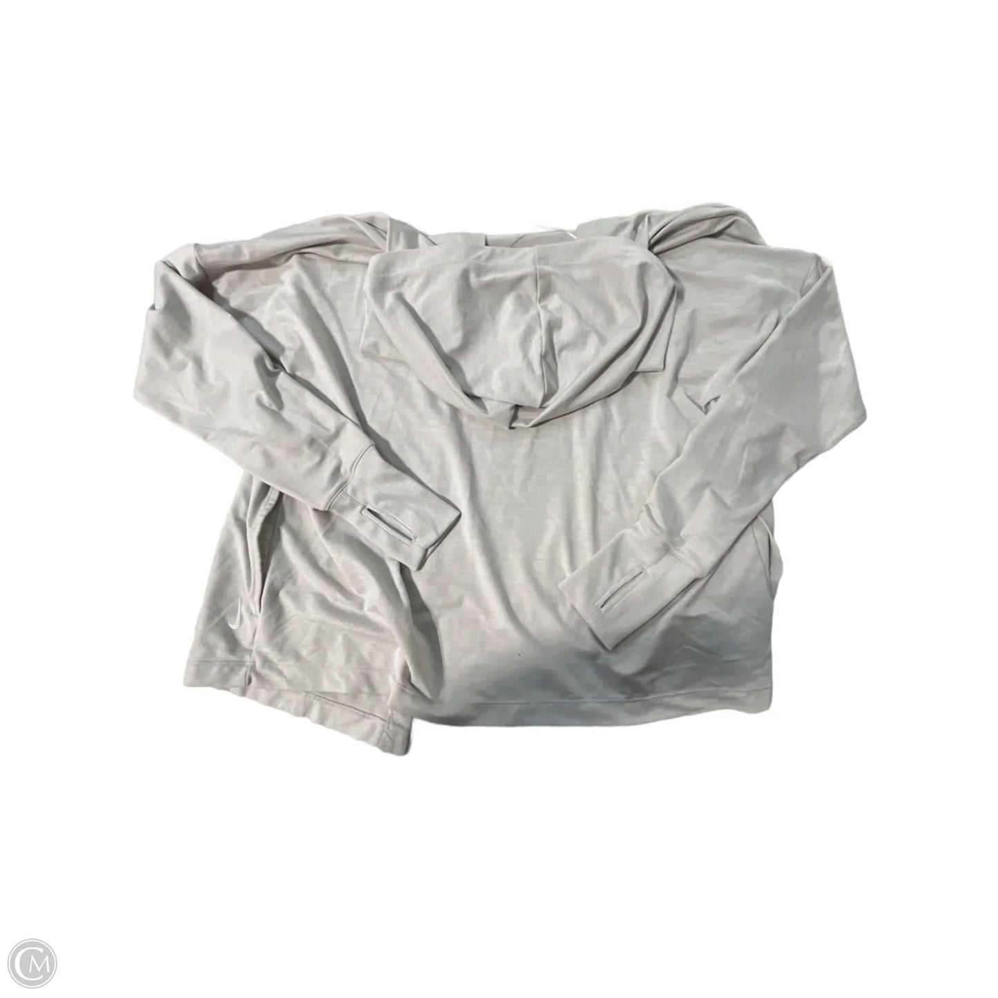 Athletic Top Long Sleeve Hoodie By Nike In Tan, Size: S