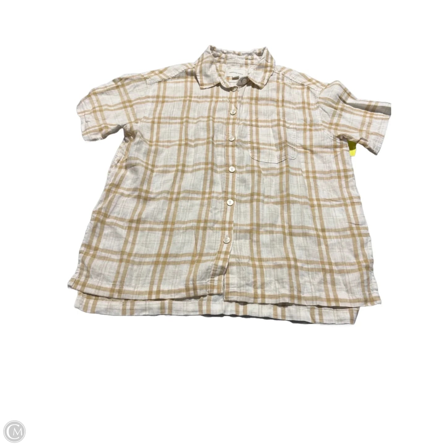 Top Short Sleeve By American Eagle In Cream & Tan, Size: S