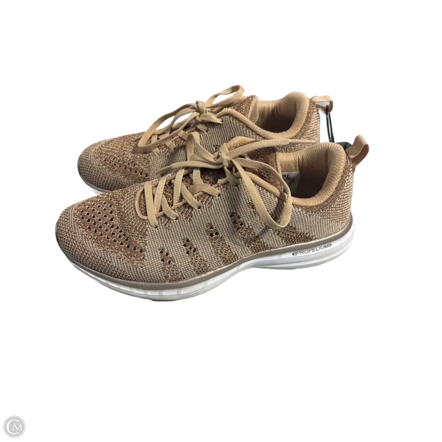 Shoes Designer By Apl In Gold, Size: 8.5
