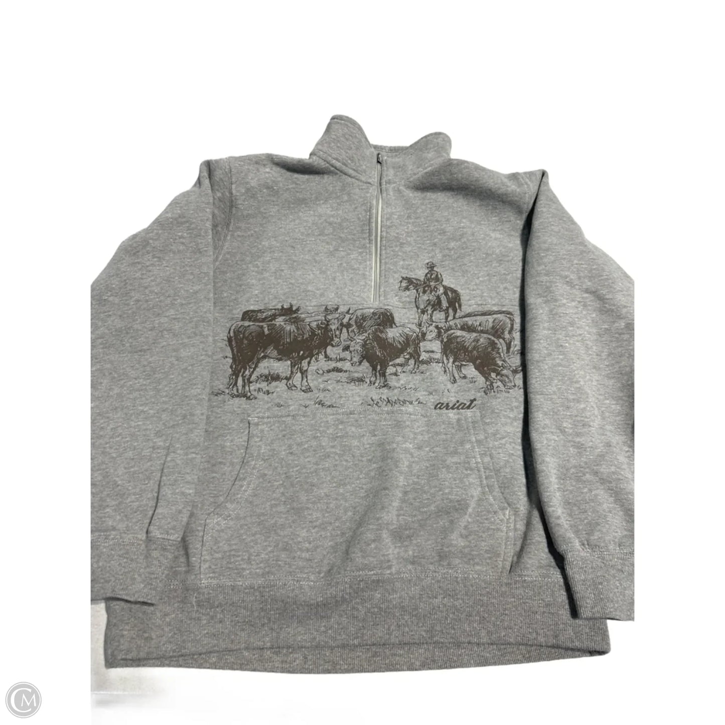 Sweatshirt Crewneck By Ariat In Grey, Size: M