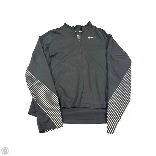 Athletic Top Long Sleeve Collar By Nike In Black, Size: M