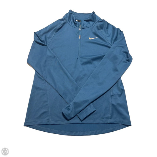 Athletic Top Long Sleeve Collar By Nike In Blue, Size: M