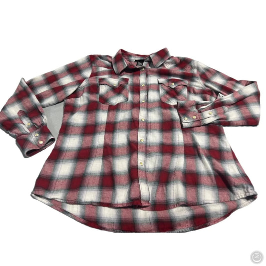 Top Long Sleeve By Wrangler In Plaid Pattern, Size: Xxl